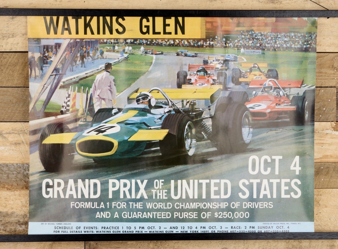 Vintage 1970 Watkins Glen Grand Prix of the United States Michael Turner Poster