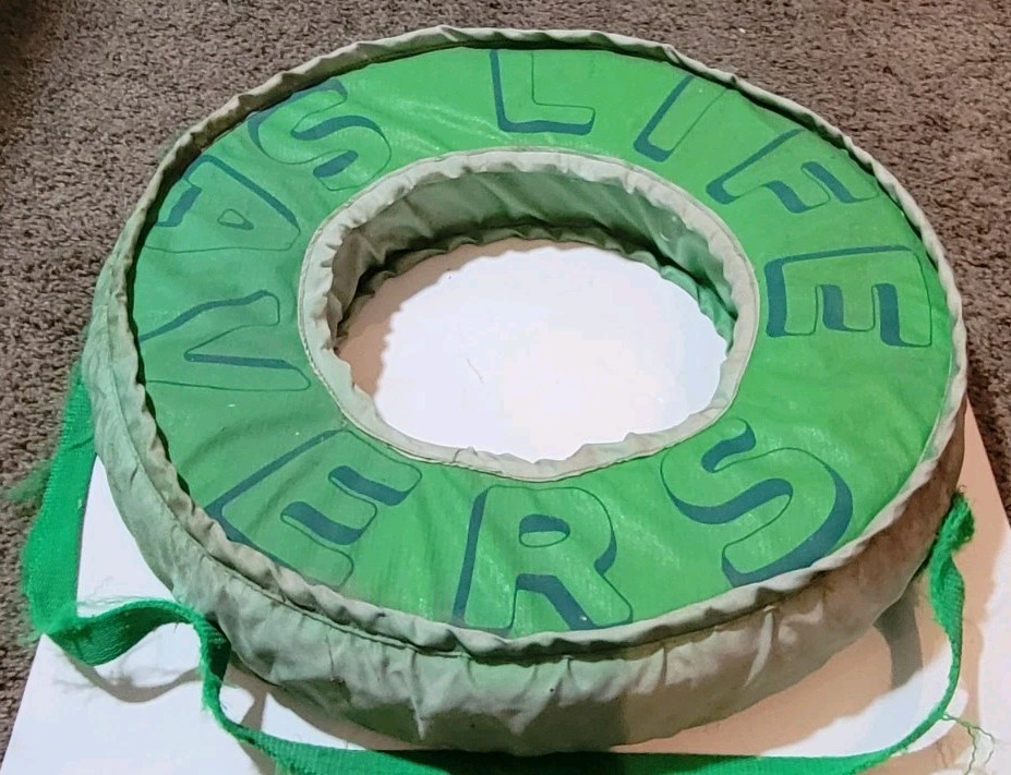 Vintage 1970s 80s Life Savers Candy Life Preserver Advertising Vintage Green