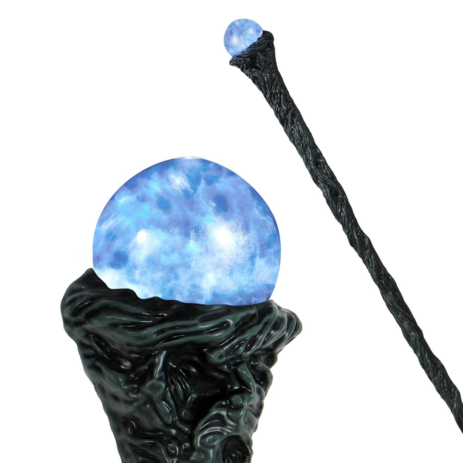 LED Witch Staff - Light Up Vintage Walking Cane Prop for Halloween Costume Party