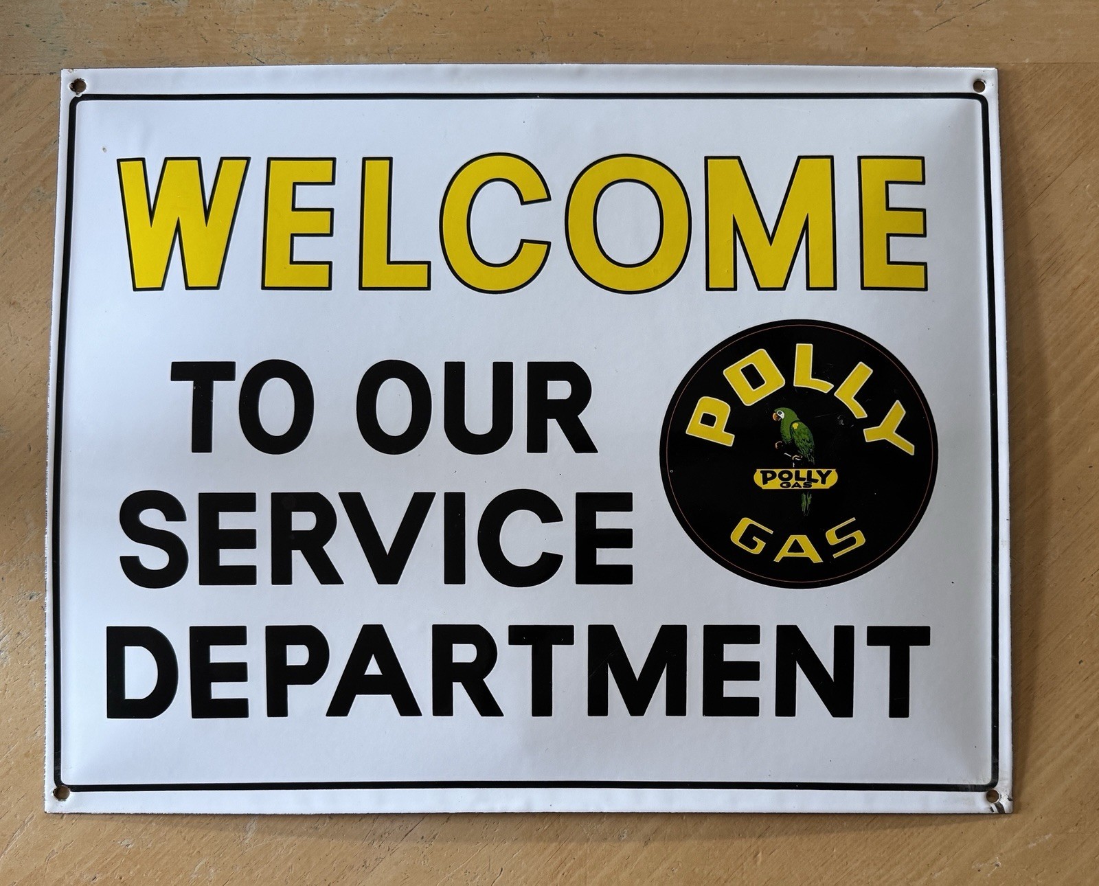 POLLY GAS WELCOME TO OUR SERVICE DEPARTMENT PORCELAIN GAS STATION SIGN 13