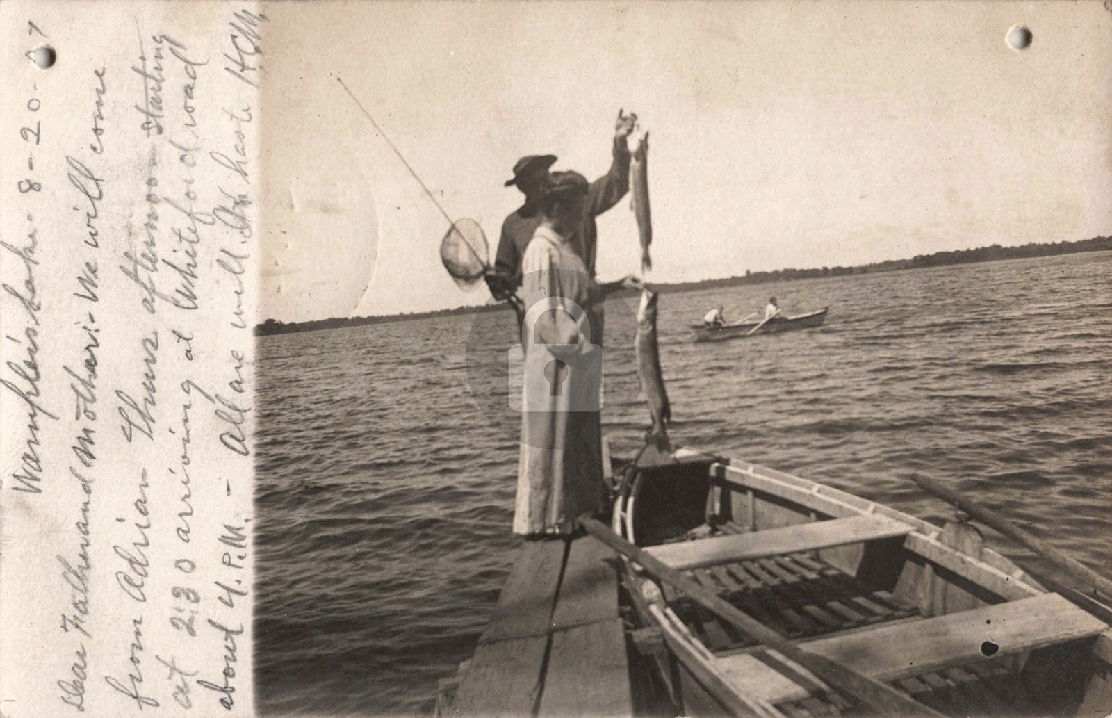 Fishing at Wamplers Lake MI Michigan 1907 RPPC Photo Postcard COPY