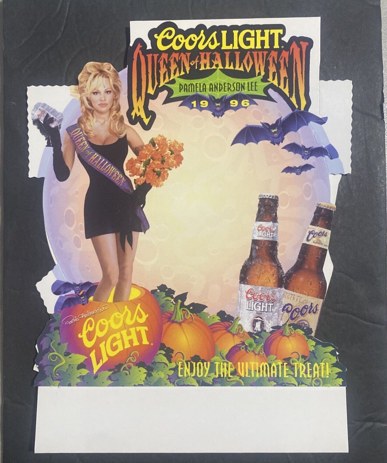 1996 Coors Light Beer Pam Anderson Queen of Halloween Standup 6\