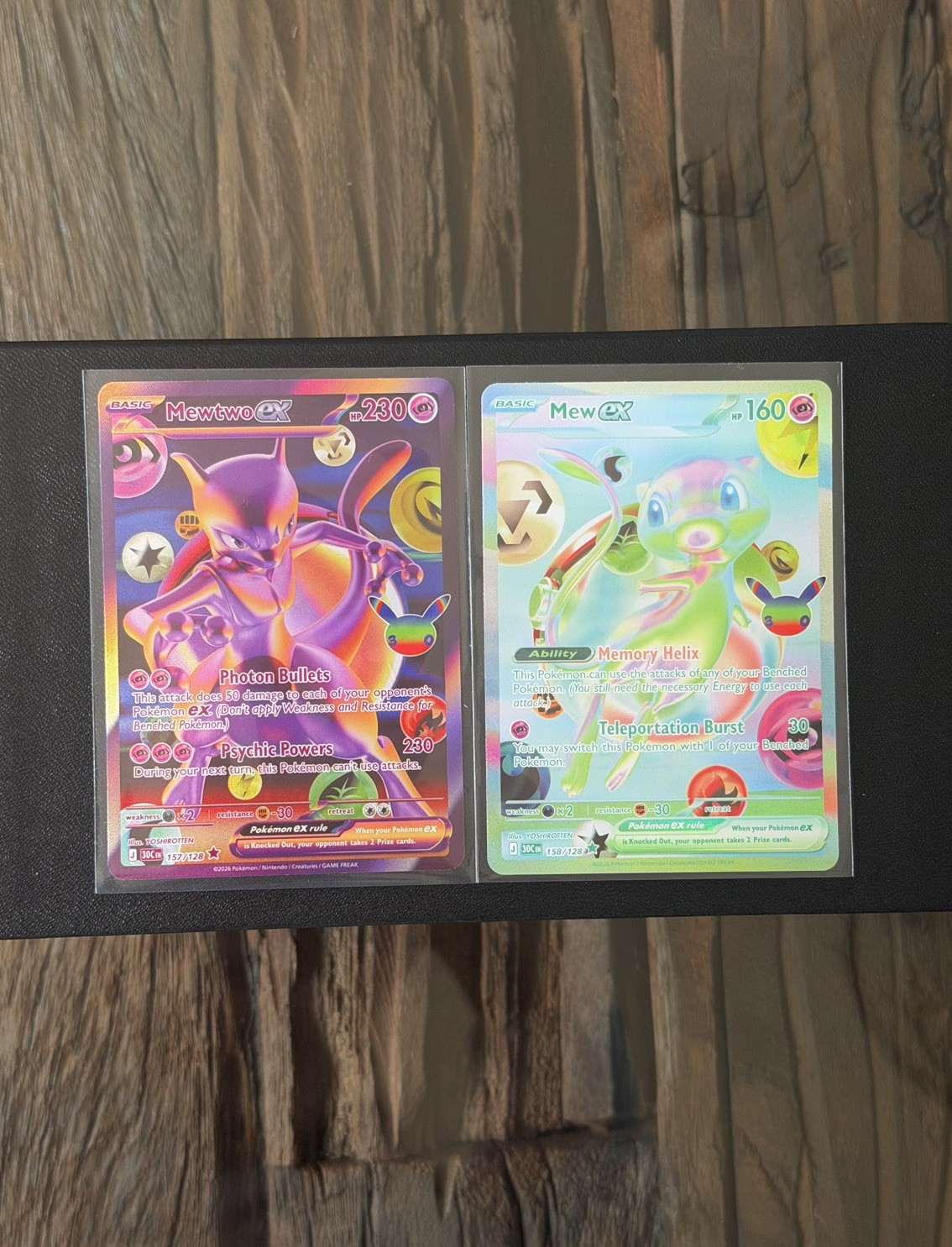 Pokémon 30th anniversary Mewtwo ex 157/128 AND Mew ex 158/128 set English 2026