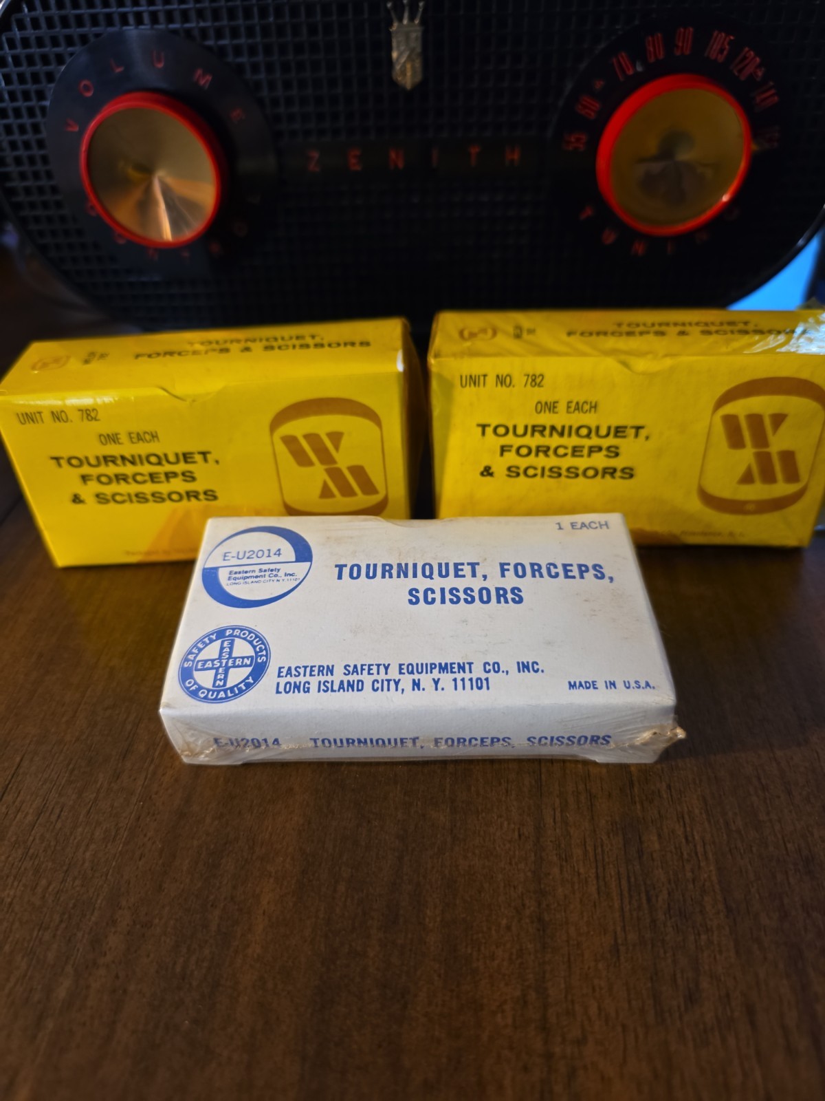 Vintage NOS First Aid Unit Boxes Lot of 3 Factory Cellophane Wrapped Tourniquet