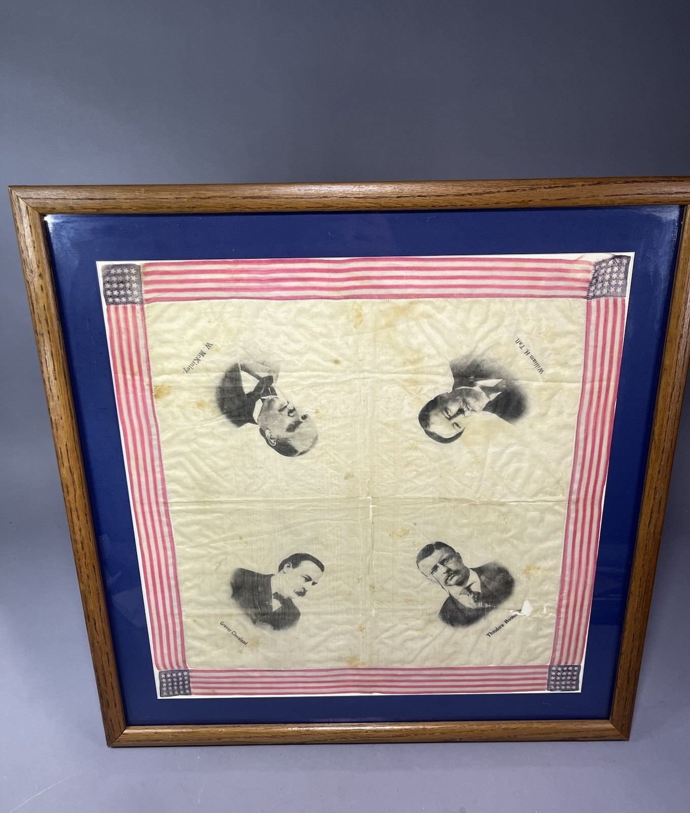 Presidential Political Handkerchief Roosevelt Cleveland Taft McKinley Gilded Era