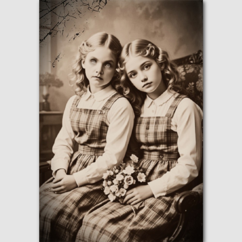 Print Sisters Photo Post Mortem Child Victorian 4 by 6 Photograph Children 73