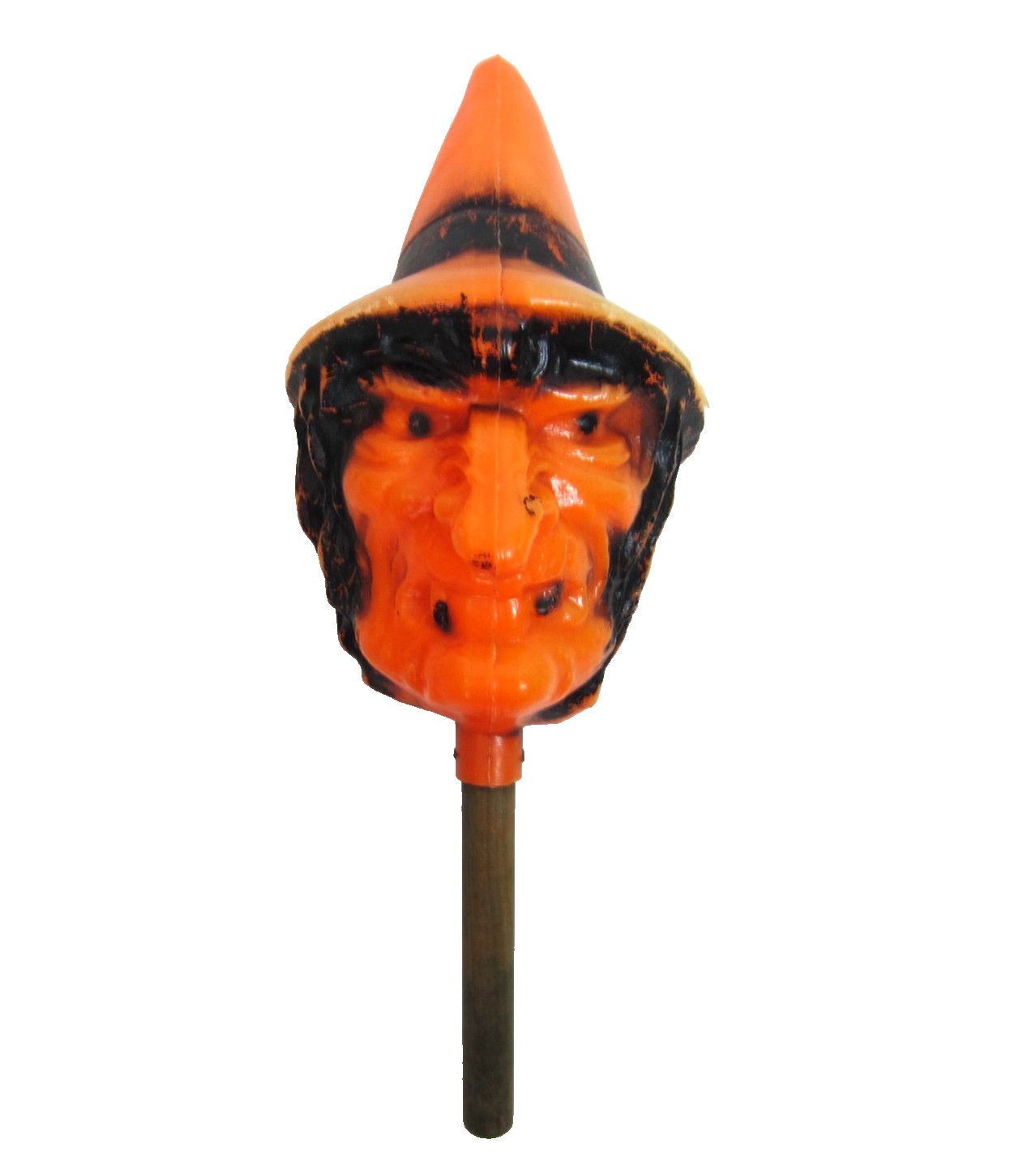 Vintage 60s Bayshore Blow Mold Halloween Witch Rattle Shaker - DAMAGED, Read