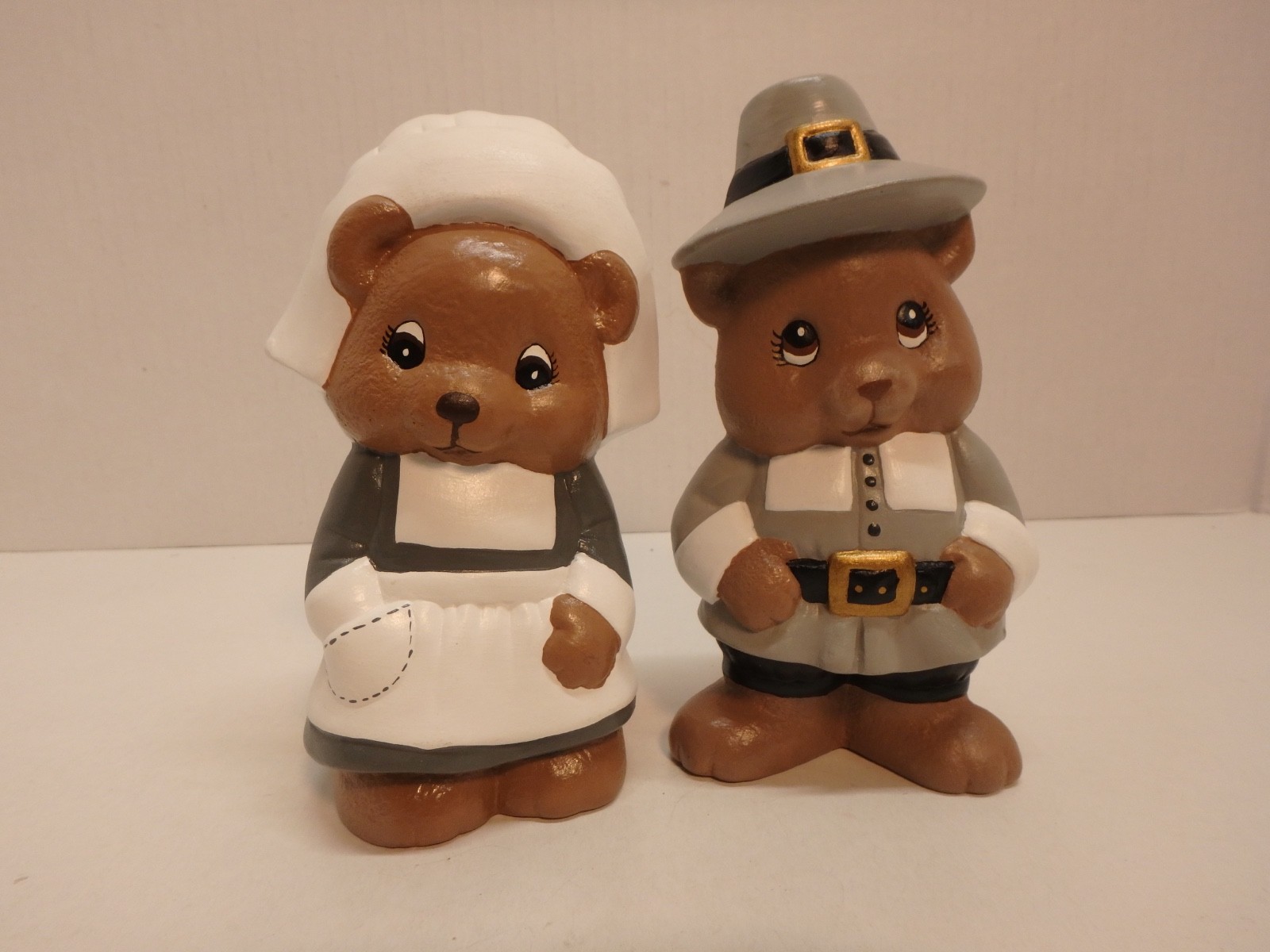 Thanksgiving Pilgrim Bears Fall Autumn Set of 2
