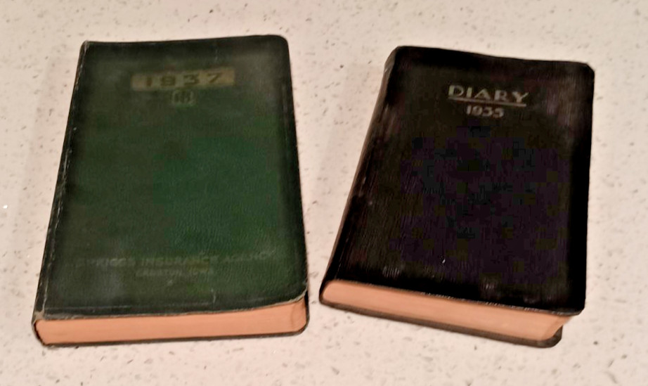 Lot of 2 Vintage 1935 & 1937 Handwritten Diaries By School Aged Person