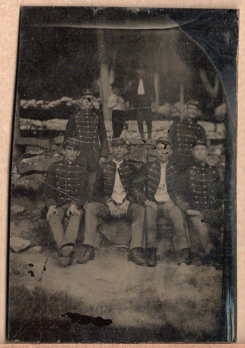 RARE 1887 USA MILITARY TINTYPE NAMED MAN DRUM & FIFE CORPS, ELIZABETH NEW JERSEY