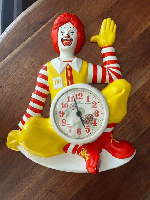 Vintage 1981 3D Ronald McDonald 3D Wall Clock. USA by Burwood Production Co