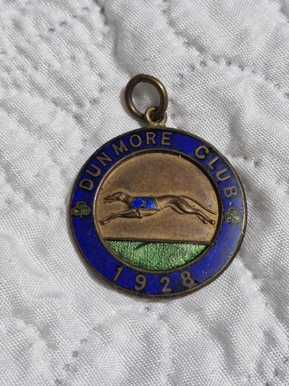 Vintage 1928 Dunmore Club Greyhound Racing Fob Medal - Belfast Sport / Fattorini