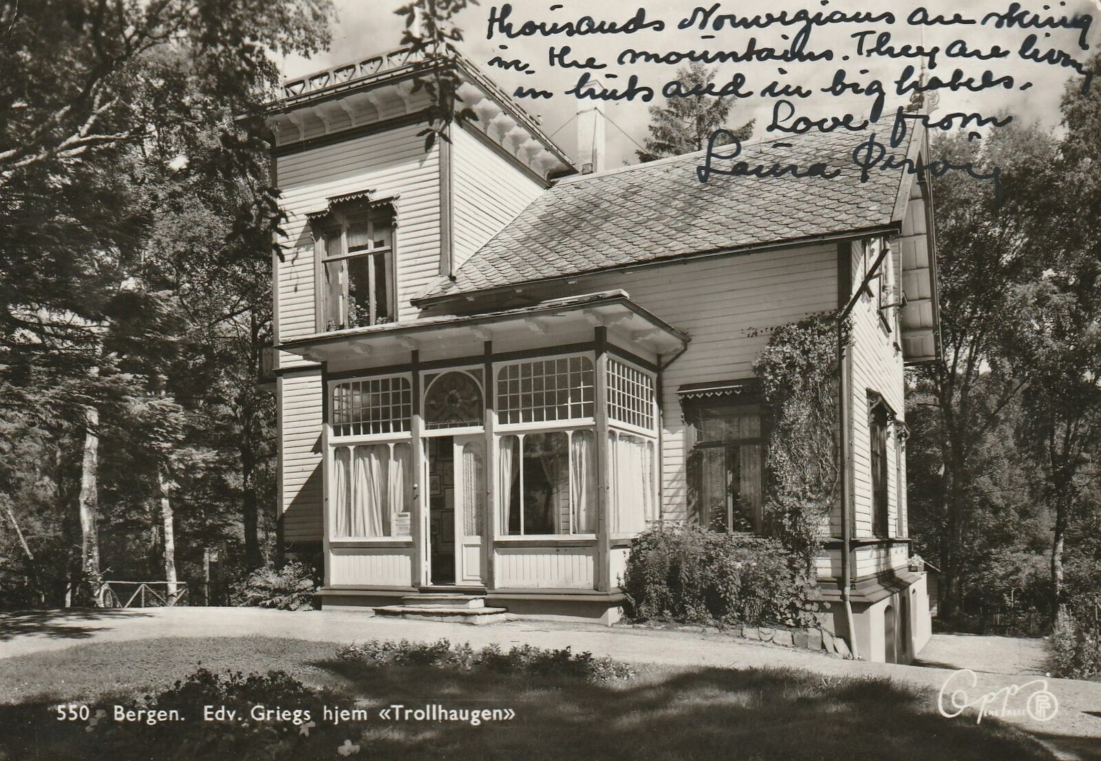VINTAGE POSTCARD TROLLHAUGEN HOME OF COMPOSER EDVARD GRIEG BERGEN NORWAY 1952