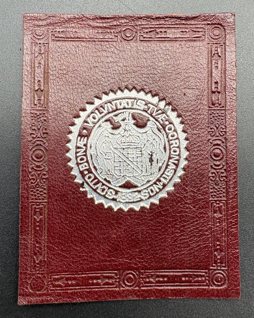 c1910 L23 Maryland Great State Seal Tobacco Leather Antique Red Silver
