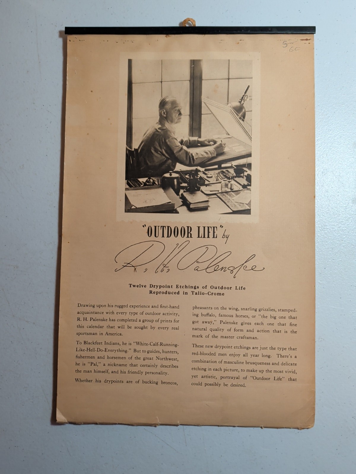 Vtg  1947 Illustrated Calendar R.H. Polenske Brown & Bigelow Western & Outdoor 