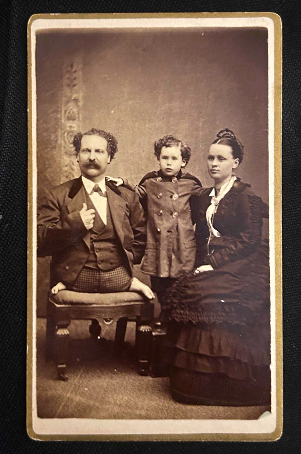 1873 Eli Bowen Legless Acrobat Wife Child Family CDV Palmer Clayton PRISTINE