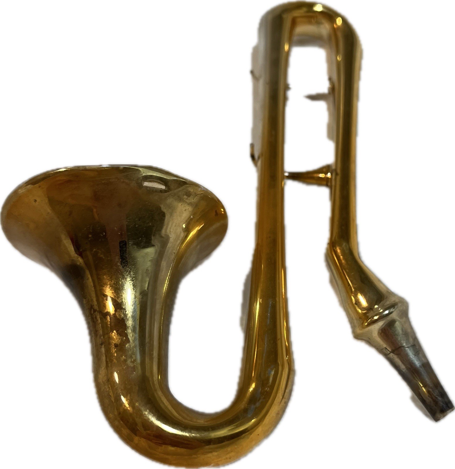 Vintage Trombone Glass Christmas Holiday Ornament