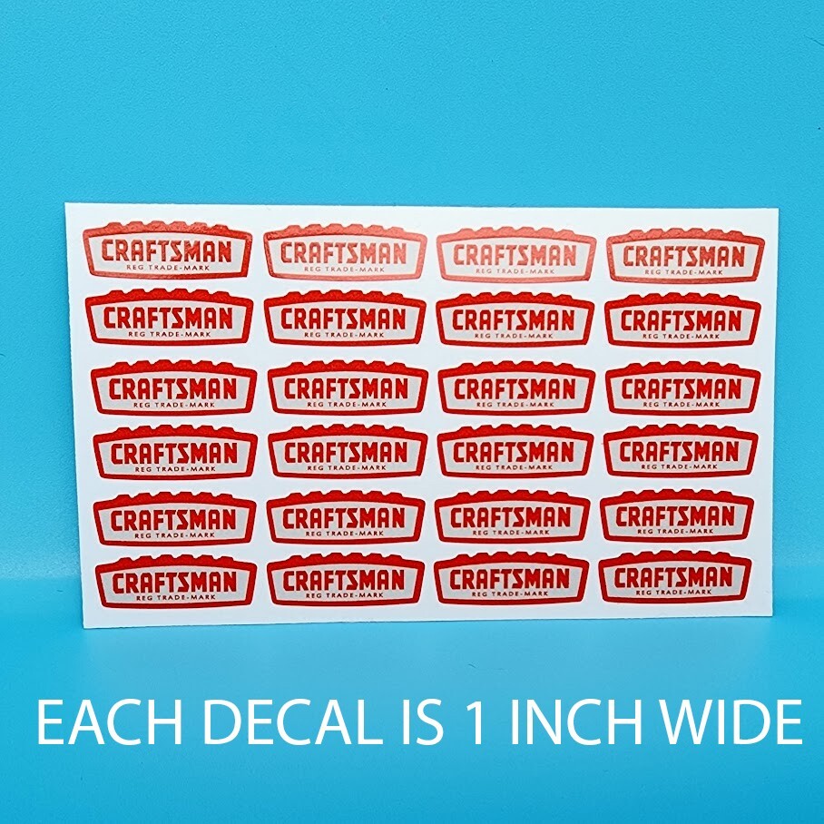 1 INCH WIDE 1960's CRAFTSMAN TOOLS DECALS, Vinyl STICKERS, Sheet of 24