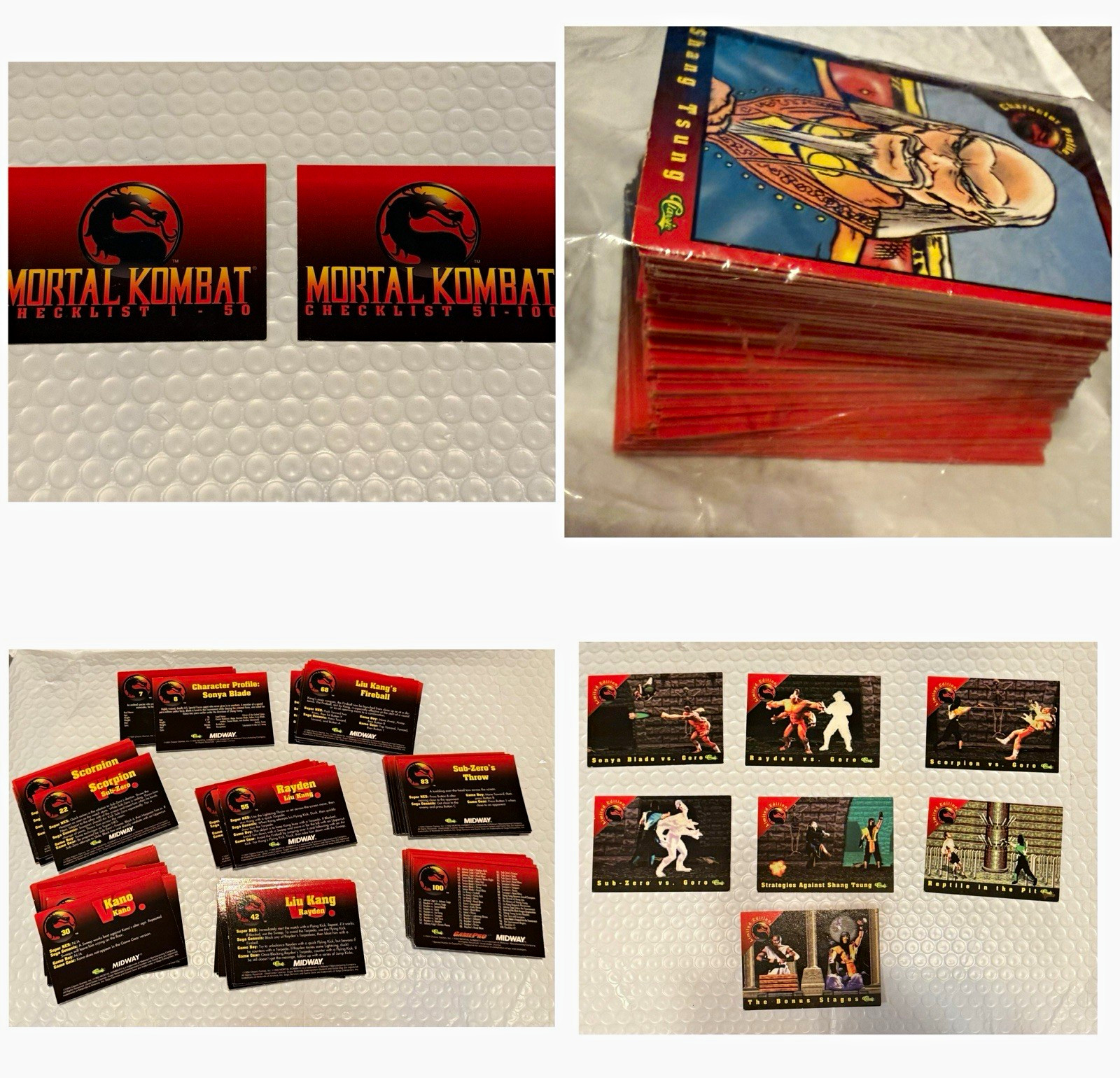 1994 Classic Games Mortal Kombat Series 1 Complete 100 Card Base Set w/7 LE card