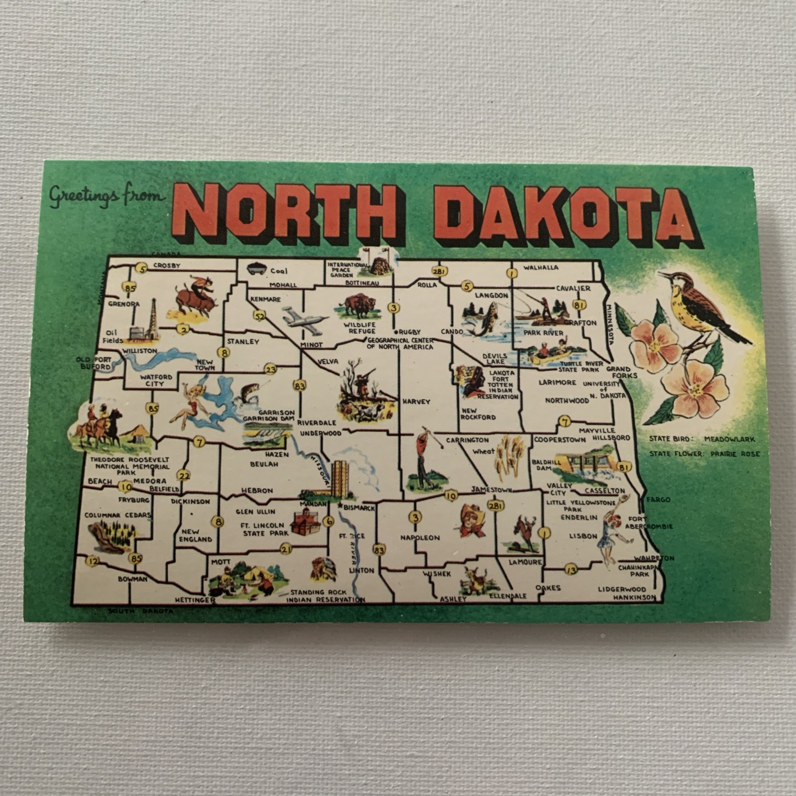 Vintage Greetings From North Dakota Postcard Collectible