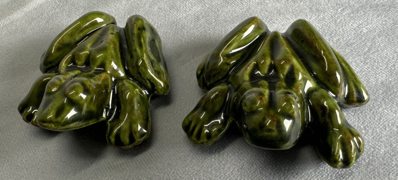 Vintage - Ceramic NAUGHTY FROGS - Anatomically Correct Male and Female Figurines