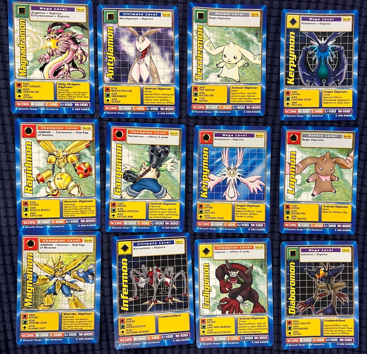 Digimon the Movie Promo Card Set Complete Set of 12 Cards Bandai 2000. FRESH