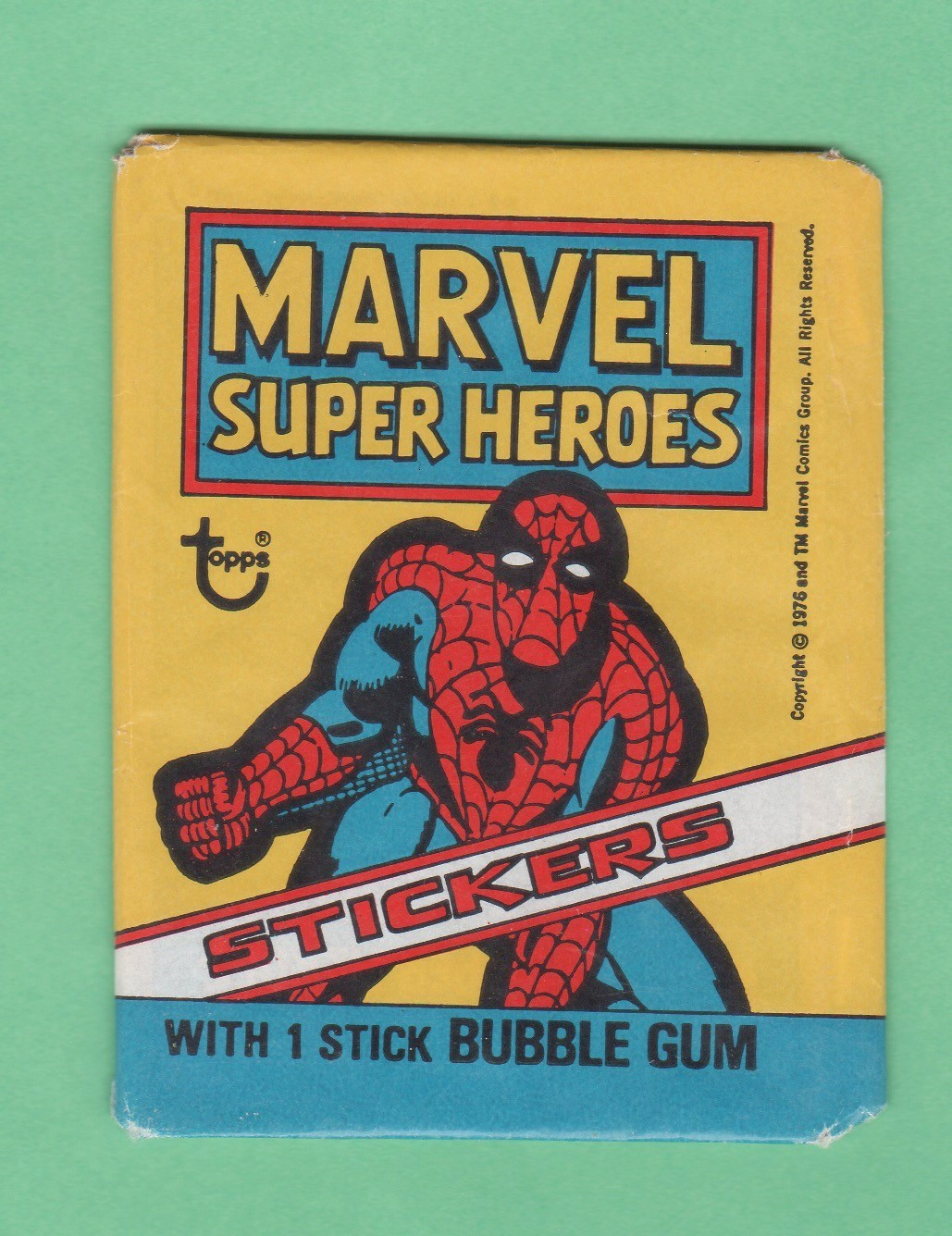 1976 Topps Marvel Super Heroes Stickers Wax Pack Spider Man
