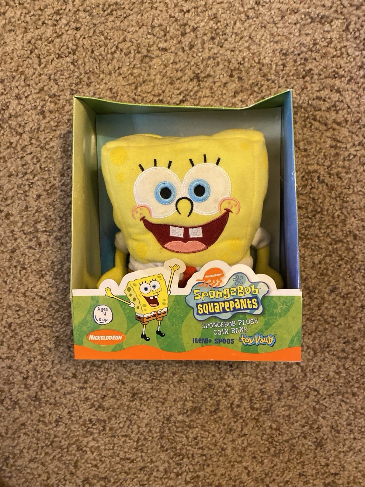NIB Vintage 2002 Nickelodeon SpongeBob SquarePants Plush Coin Bank