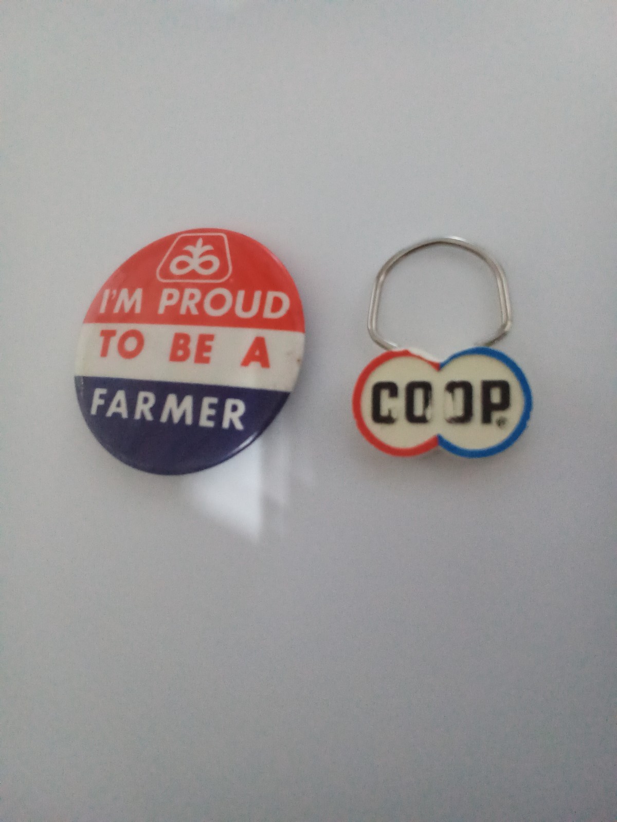 Collectible Vintage Agricultural Promotional Items-Pinback Button & Key Chain (a
