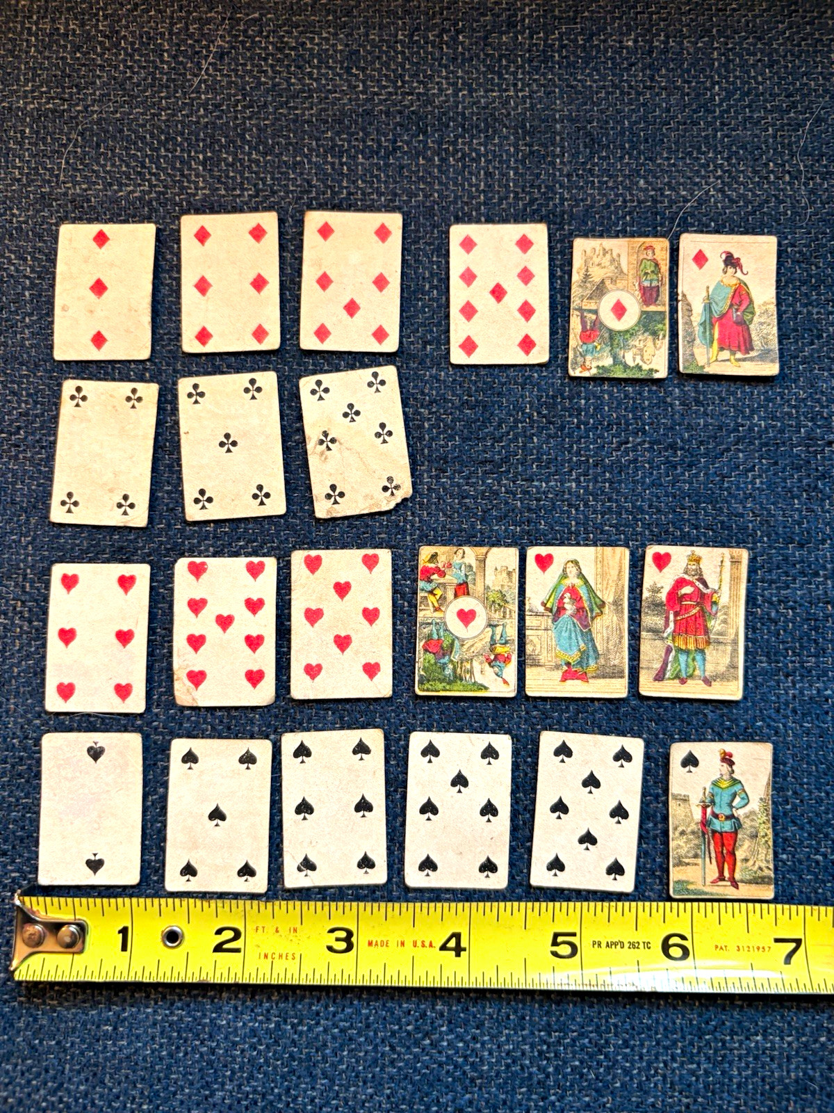 21 Antique C.L. Wüst Miniature Theatre Playing Cards c1890 Germany Scenic Aces
