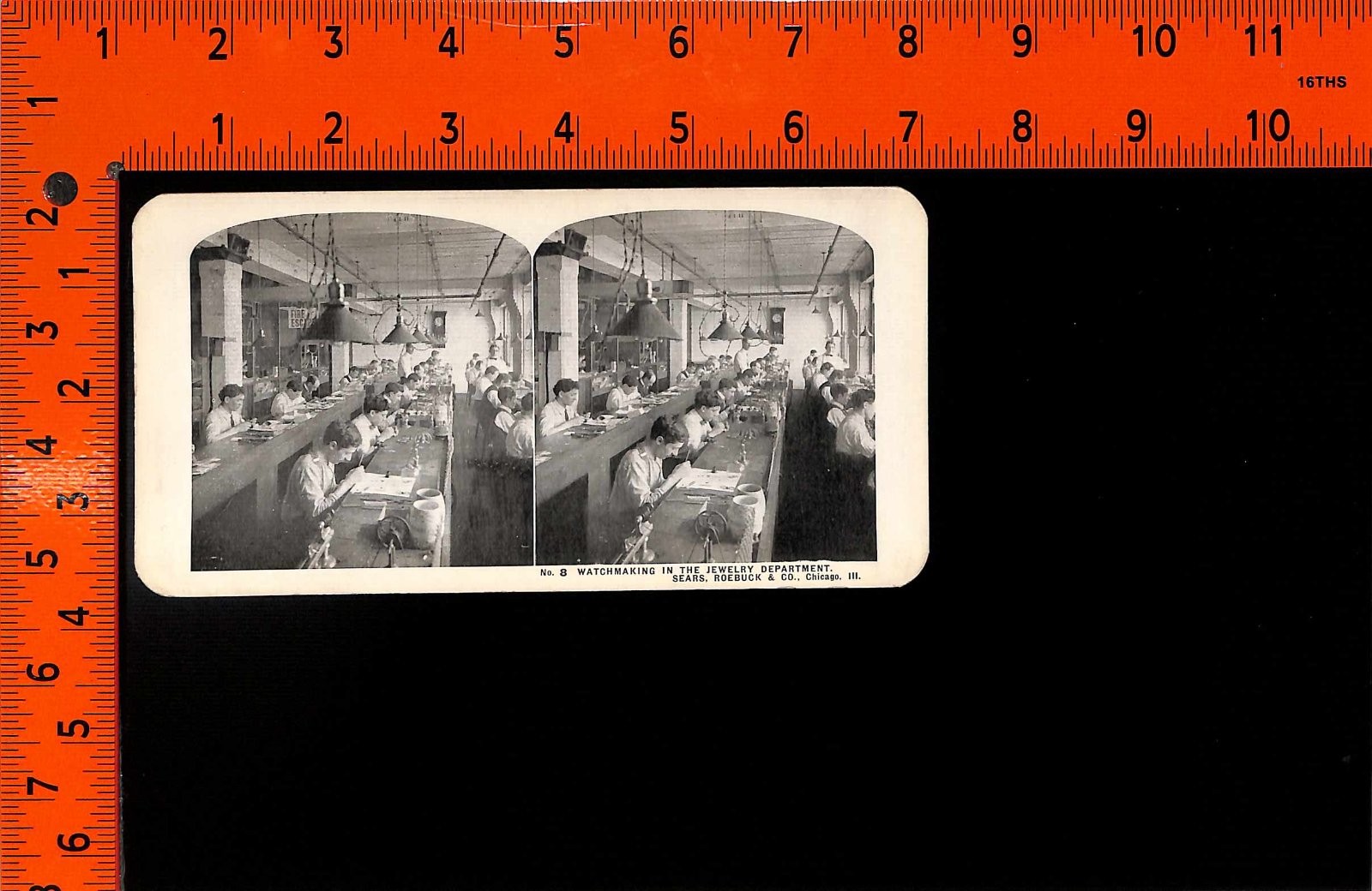 Stereoview Sears, Roebuck & Co. Chicago Illinois Watchmaking Jewelry Department