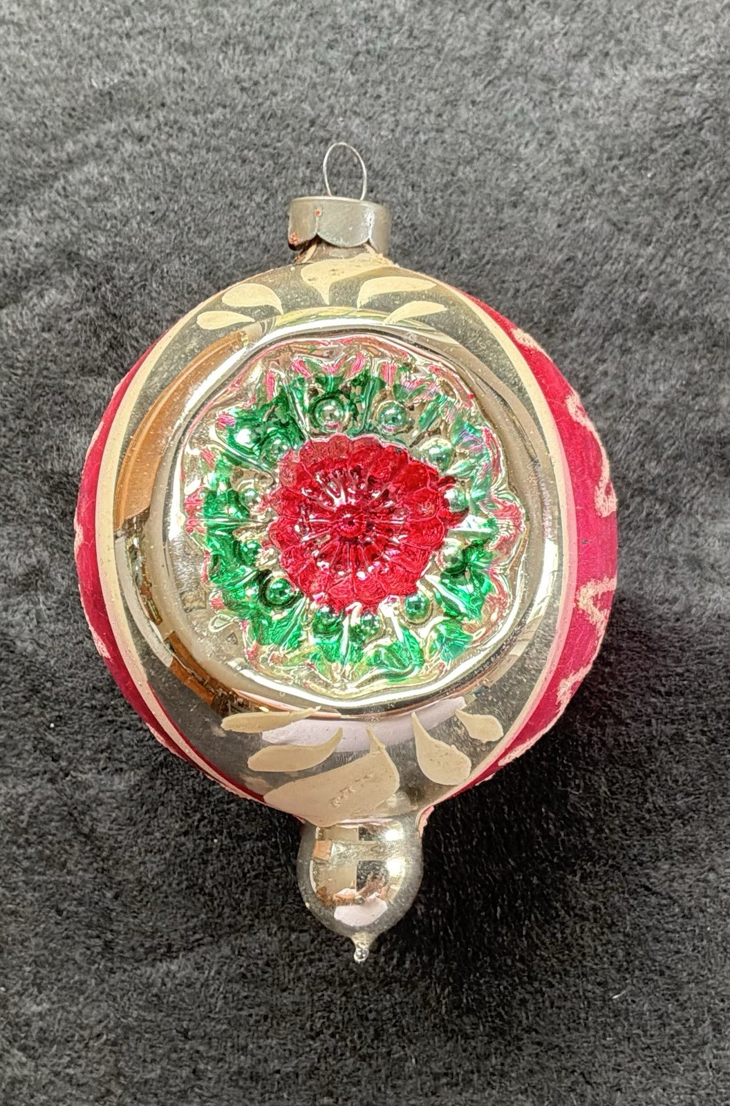 Vintage Hot Pink Double Indent Ornament With Finial