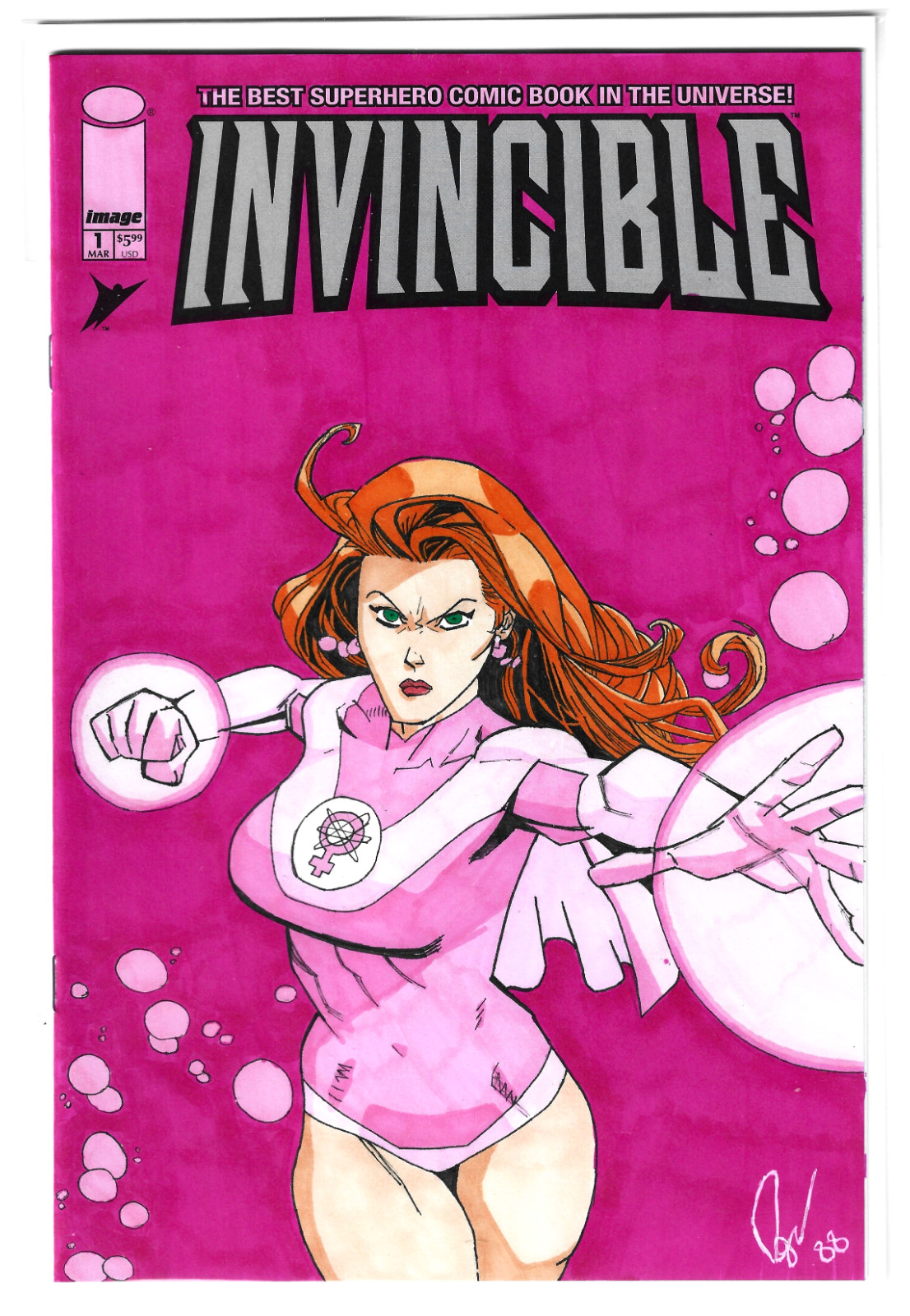 Invincible #1 Blank Sketch Cover – Original Atom-Eve Artwork – Hand Drawn