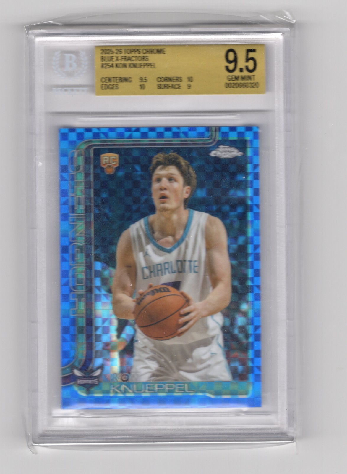 2025-26 TOPPS CHROME BLUE X FRACTOR #254 KON KNUEPPEL BGS 9.5