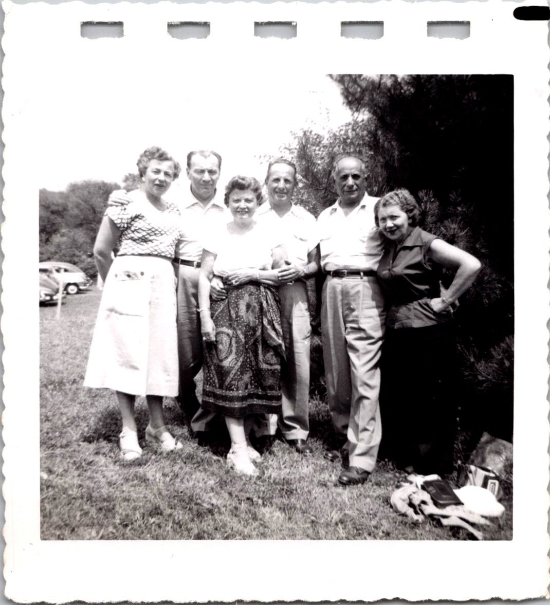Vintage 1953 Family Picnic Photo Mondi Summer Day Black & White Snapshot