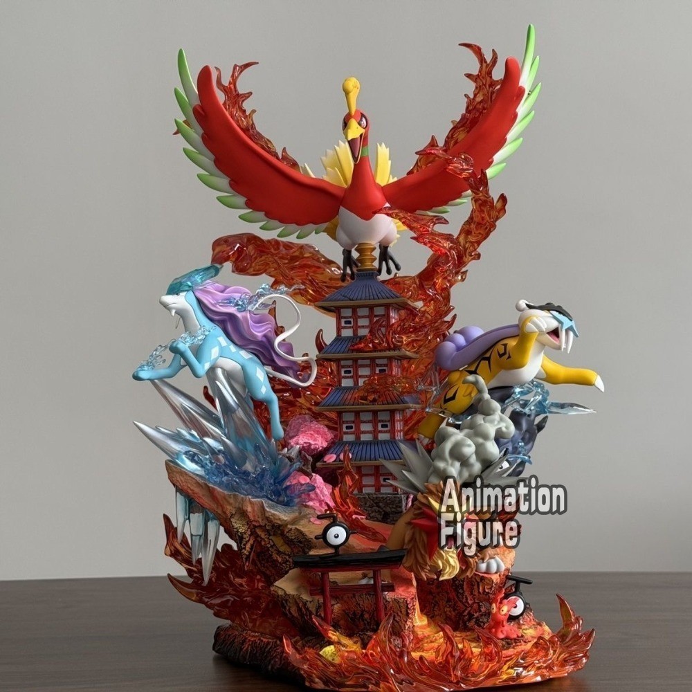 38cm Pokemon Action Figure  Suicune Entei Raikou Ho-Oh Large PVC Model Toy Gift