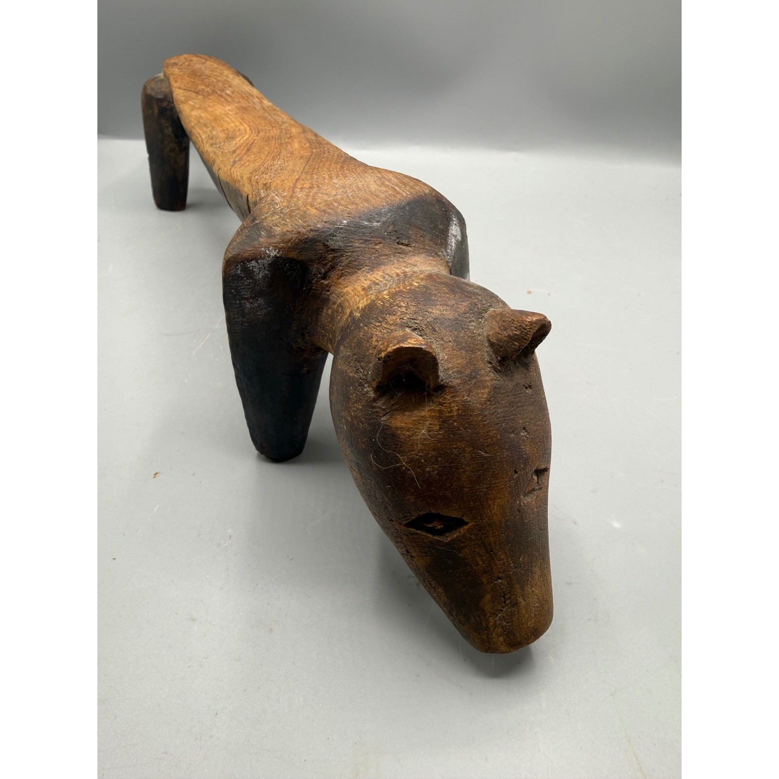 African Zoomorphic Bovine Carved Wood Headrest Dinka East African Tribal Art 18\