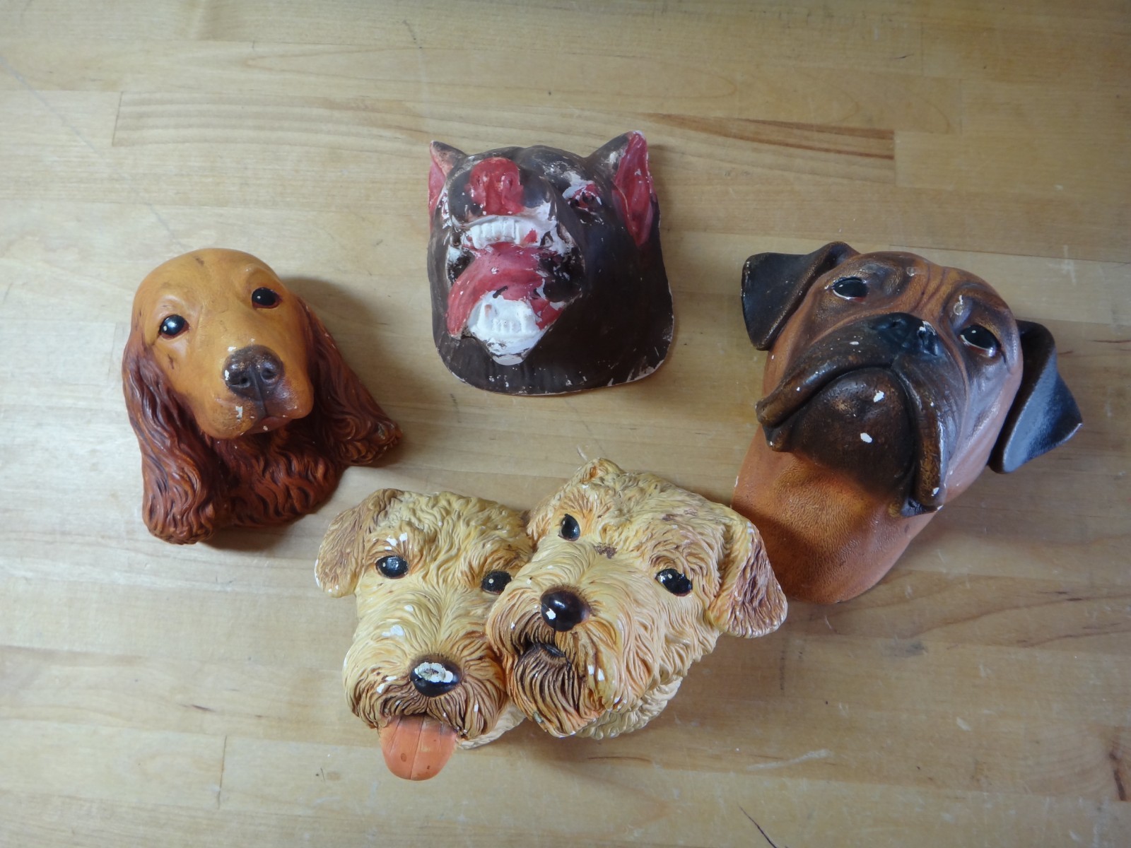 Vintage 1960's Bossons and Others Chalkware Dog Heads- Free S&H USA