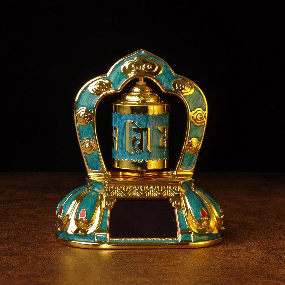 11.5cm Tibetan Solar Scripture Prayer Wheel Home Decor Auspicious Ornaments