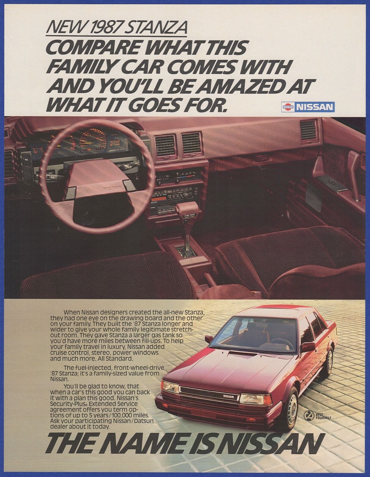 Vintage 1986 for 1987 NISSAN Stanza Car Automobile Print Ad 80's