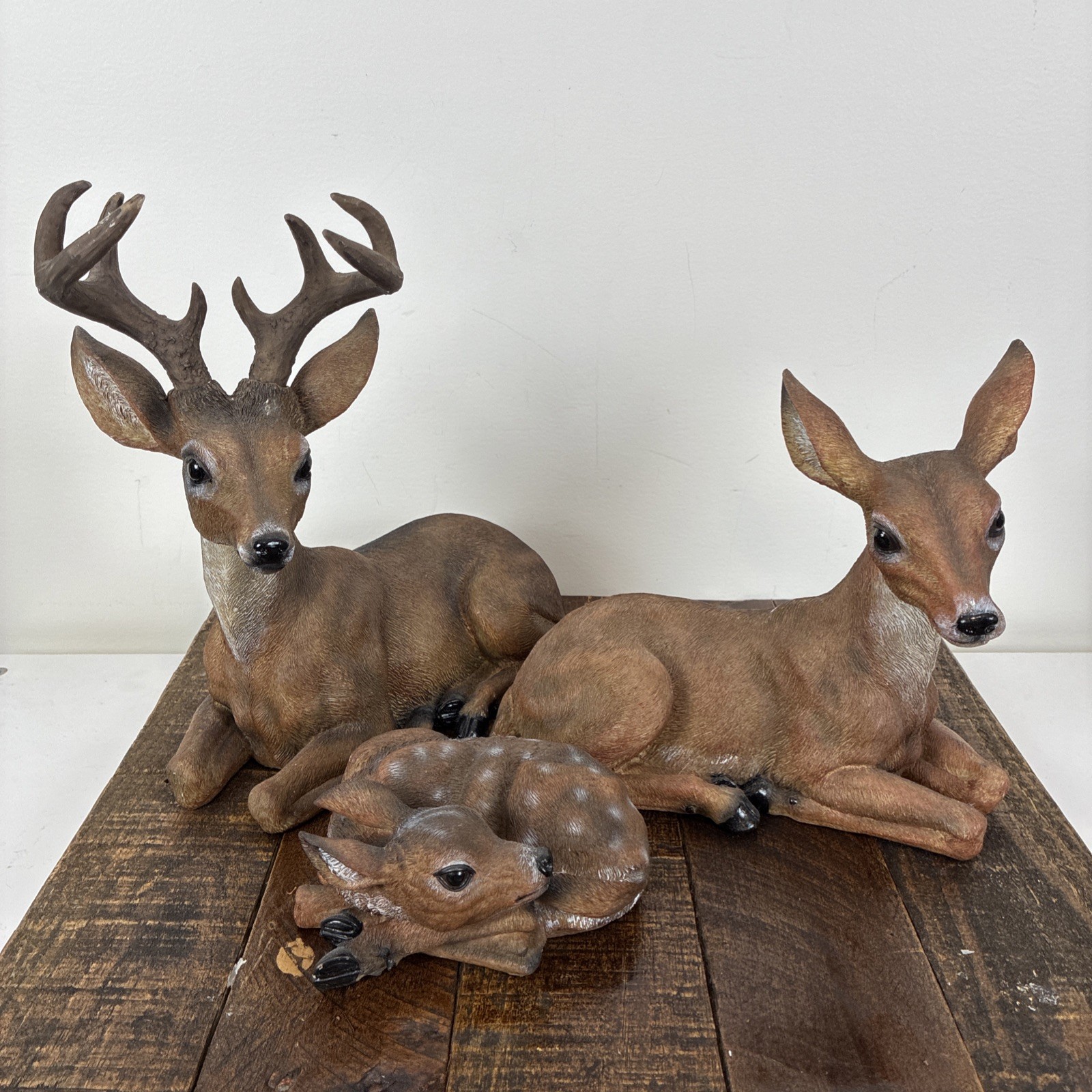 Vintage Homco Deer Family 1984/5 Buck Doe Fawn Man Cave Cabin Decor USA Rustic