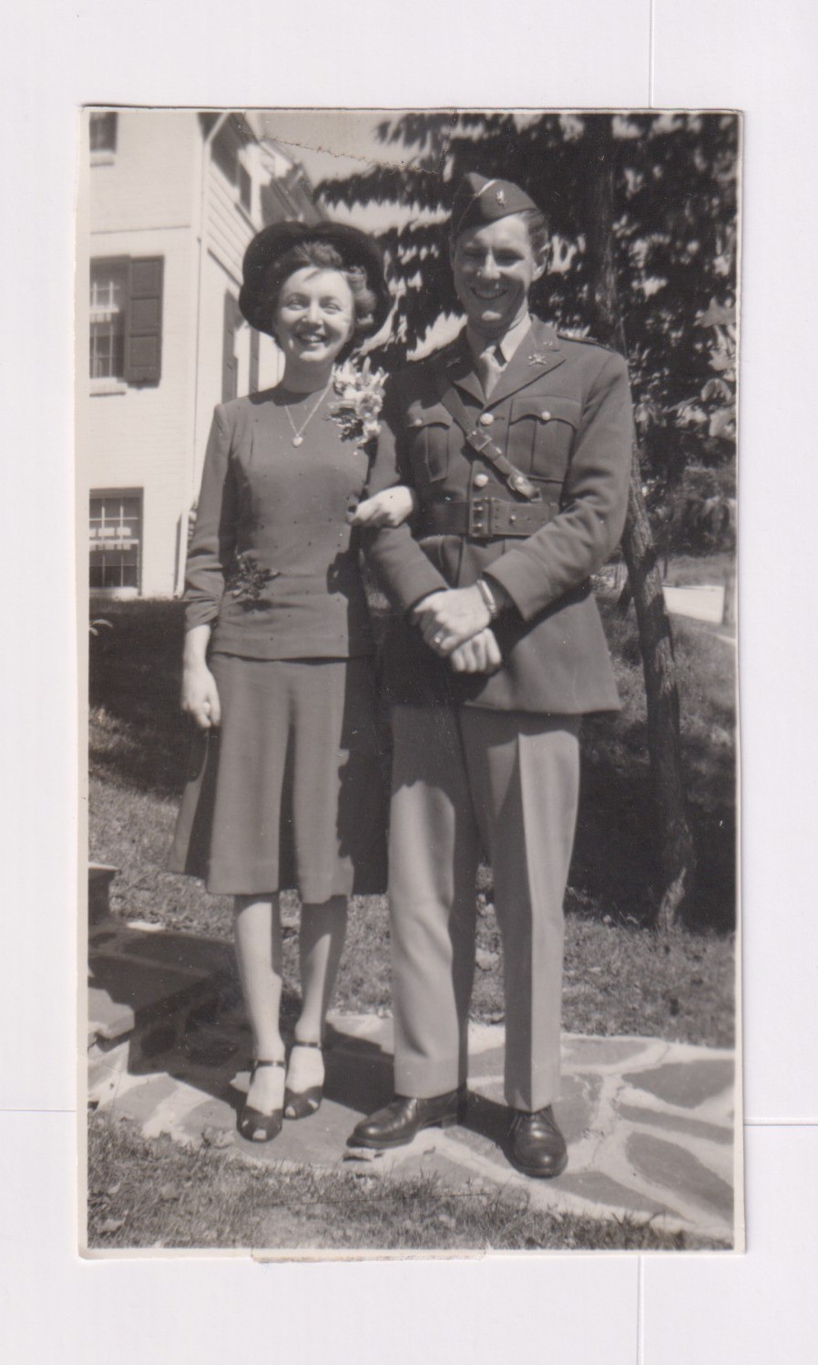 Vintage WWII U.S. Army Soldier & Sweetheart Portrait c.1940s