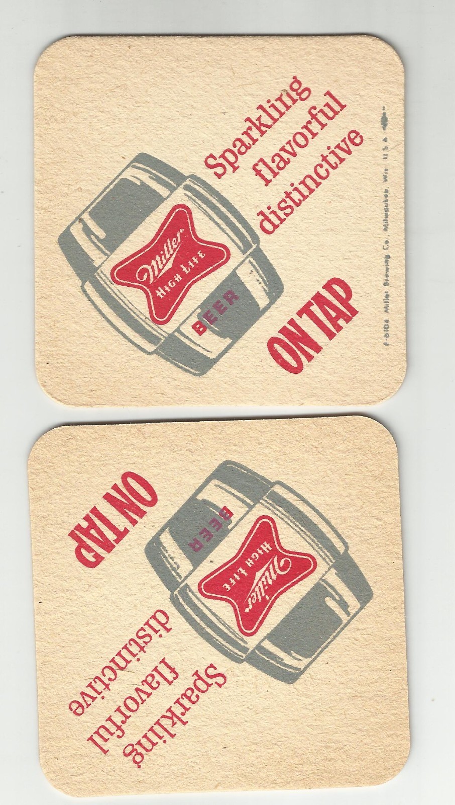 Pair of 1950\'s era Miller High Lfe Beer By Miller of    Milwaukee \