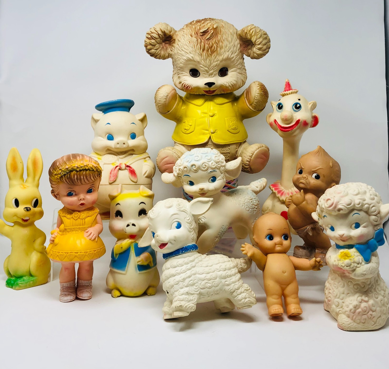Vintage rubber squeaky toy collection lot of 11 pieces 