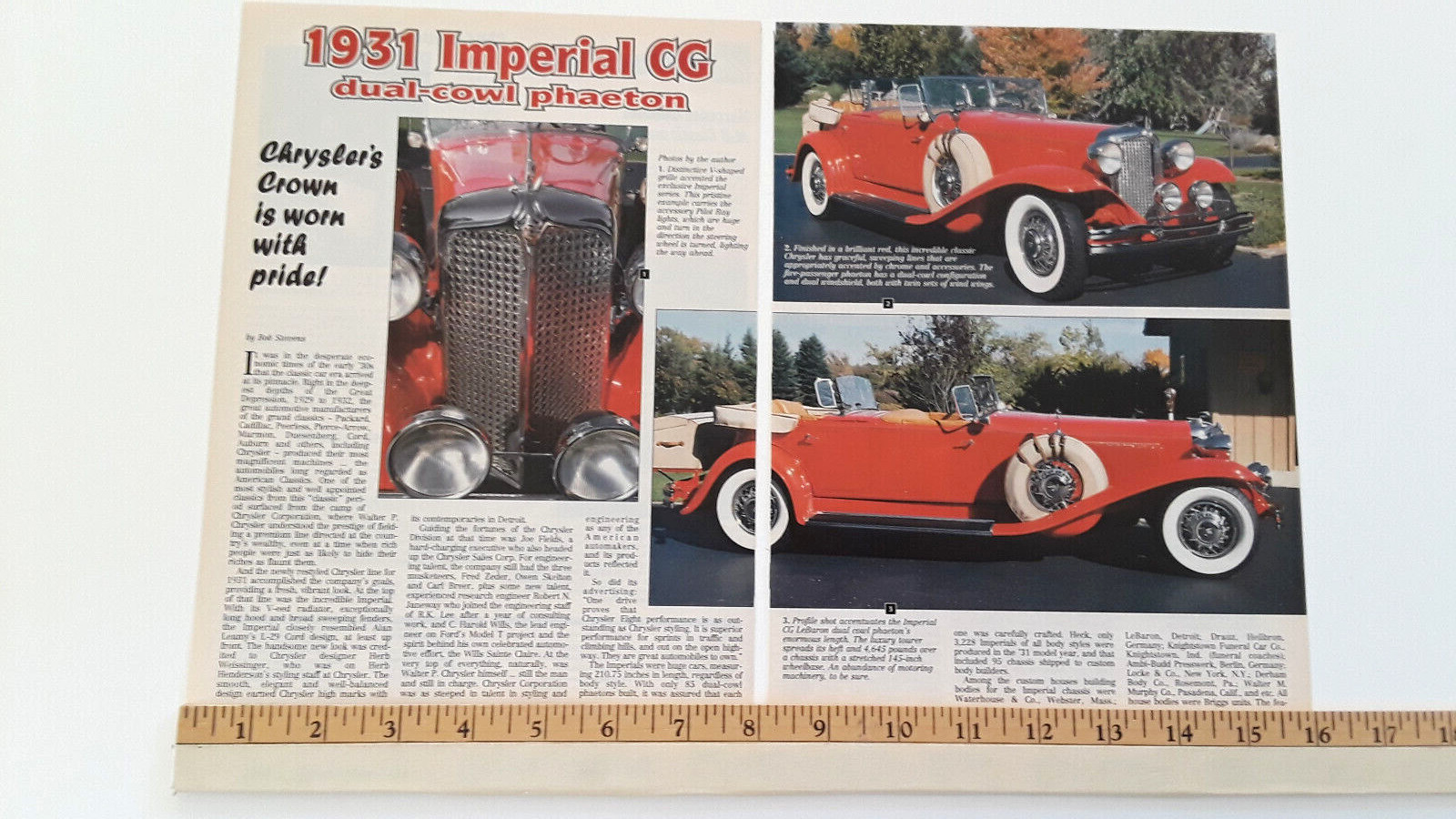 1931 CHRYSLER IMPERIAL CG  ORIGINAL 2003 ARTICLE