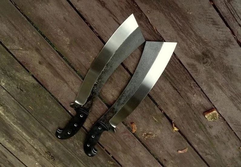 2-pcs Custom Handmade Carbon Steel Hunting Machete Mini Sword Camping W/Sheath