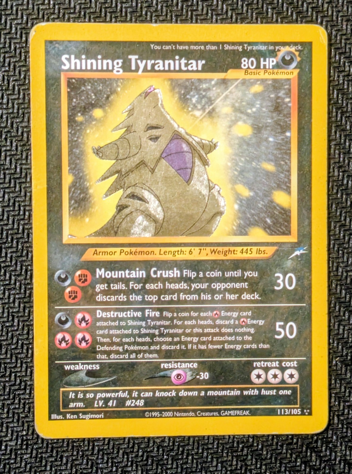 Pokemon Card Shining Tyranitar HOLO - Neo Destiny - 113/105 - ENG