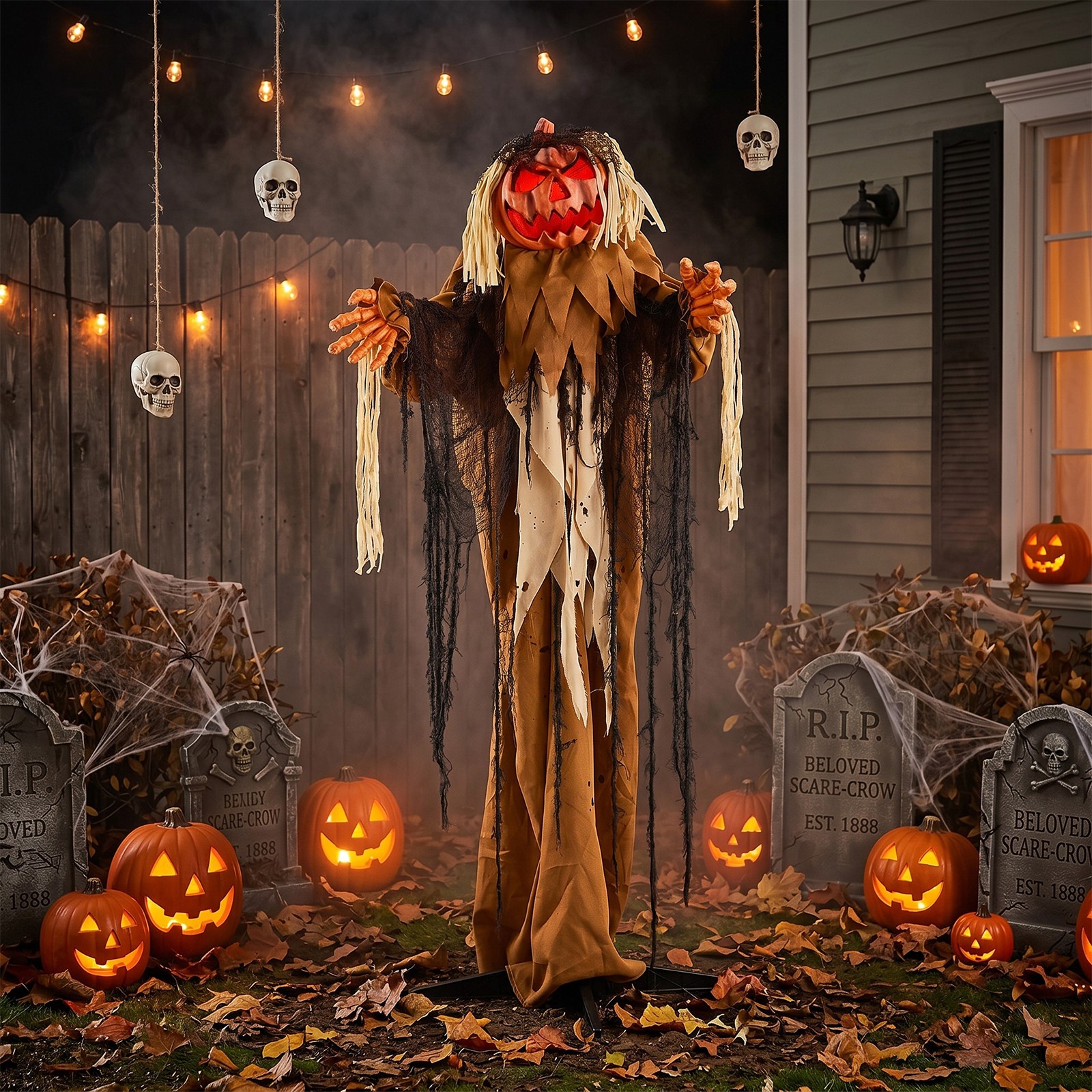 5.5Feet Tall Halloween Scary Sound Pumpkin for Indoor Outdoor Holiday Decoration