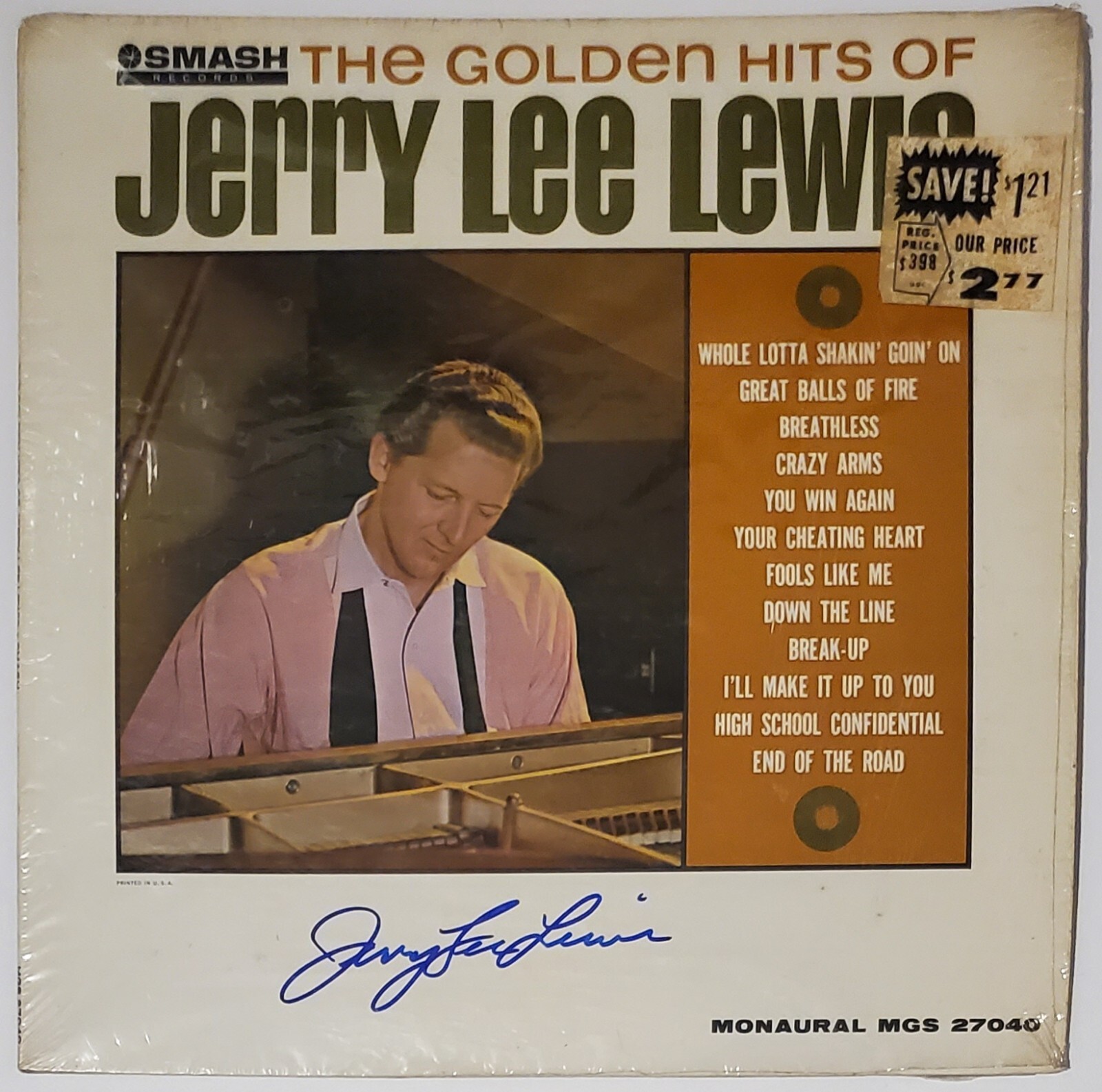 Jerry Lee Lewis Hand SIGNED Greatest Hits Album LP Vinyl Vintage RARE 