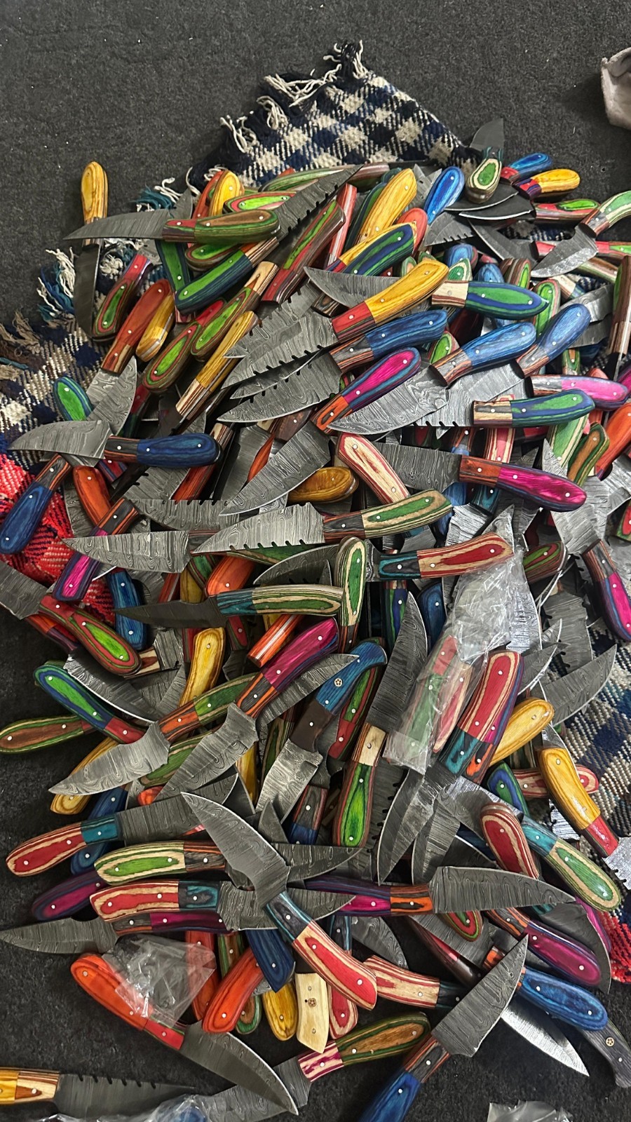 Lot of 100 Pcs 8'' Full Tang Knives Hand Forged Damascus Steel W/Sheath From USA